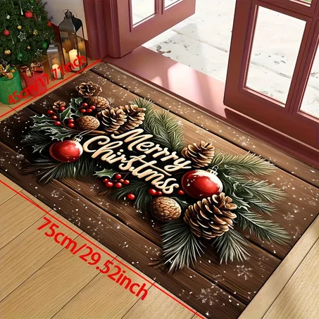 MERRY CHRISTMAS Door Mat – Holiday Decorative Entrance Rug