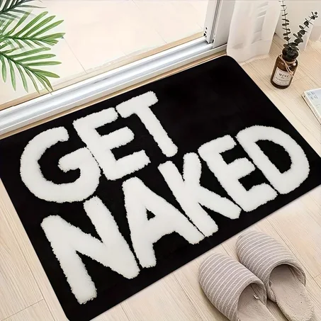 GET NAKED Bathroom Floor Mat – Funny Modern Decorative Non-Slip Rug