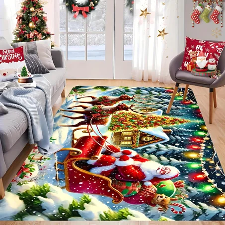 Santa Claus Christmas Winter Wonderland Area Rug