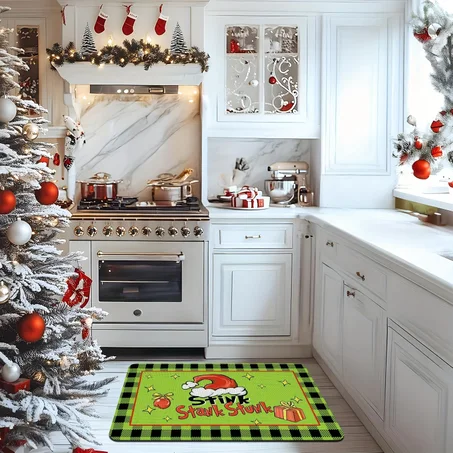 Christmas Kitchen Floor Mat Set – Holiday Non-Slip Runner Rug