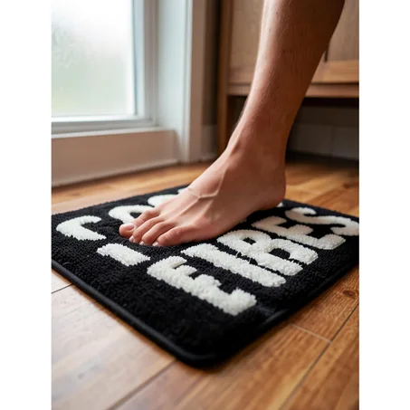 GOOD VIBES ONLY” Funny Welcome Door Mat – Modern Tufted Non-Slip Entrance Rug