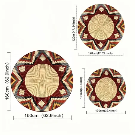 🌺 Round Bohemian Floral Area Rug – Soft Non-Slip Decorative Floor Mat for Living Room, Bedroom & Home Decor