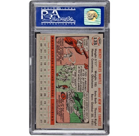 1956 Topps Mickey Mantle #135 PSA NM-MT 8
