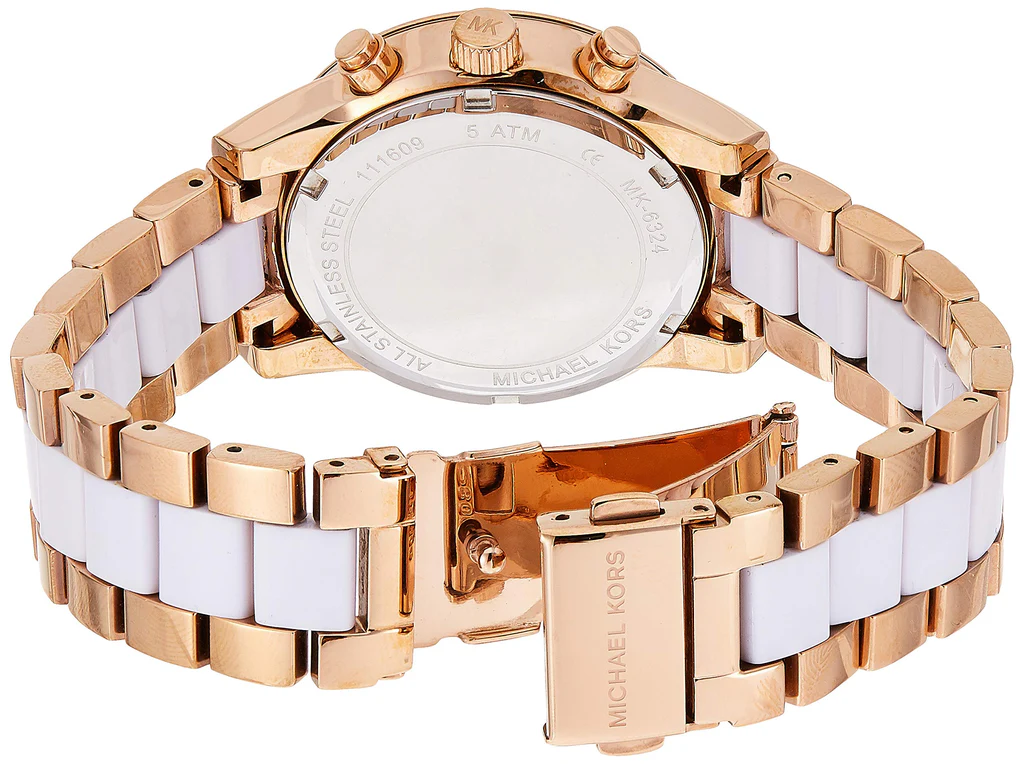 Montre de Luxe Femme Michael Kors – Élégance Dorée & Blanche
