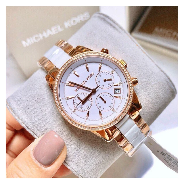 Montre de Luxe Femme Michael Kors – Élégance Dorée & Blanche