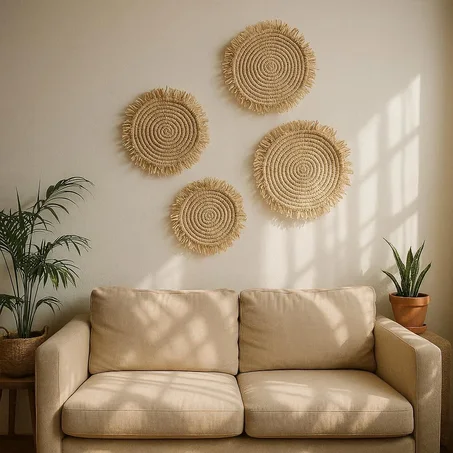 ✨ ديكور جداري مغربي من الرافيا الطبيعية – لمسة تقليدية أنيقة لمنزلك