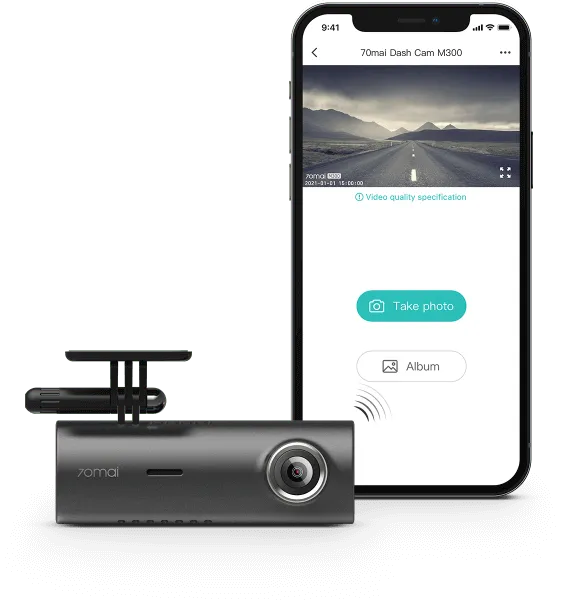 70Mai M300 Dash Cam 1296P Full HD+, Wi-Fi (Pack Allume Cigare)