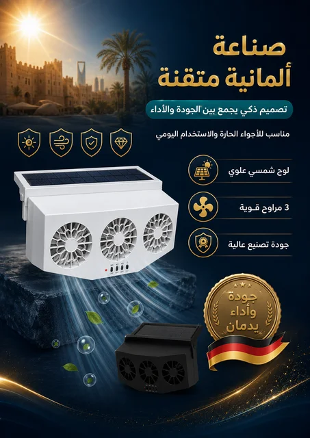 مروحة  الألمانية لتهوية وتبريد للسيارة بالطاقة الشمسية