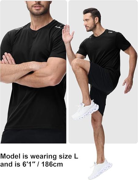 تيشيرت رياضي سريع الجفاف برقبة دائرية ضيقة واكمام قصيرة للرجال من زوفلاي - عبوة 3 قطع