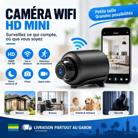 Mini Caméra WiFi X5 – Caméra de Surveillance Full HD 1080P