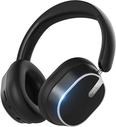 Auriculares Bluetooth híbridos con cancelación activa de ruido, auriculares inalámbricos sobre la oreja con tiempo de reproducción de 60 horas, audio de alta resolución, graves profundos