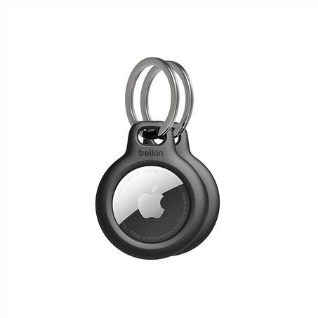Belkin Apple AirTag - Soporte seguro con llavero, funda duradera resistente a los arañazos con cara abierta y bordes elevados, accesorio protector para llavero AirTag para llaves, mascotas, e