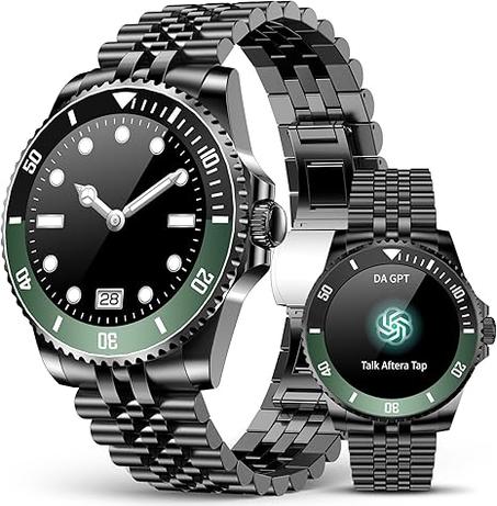 Reloj inteligente DA GPT 2025 para hombre con llamada Bluetooth, frecuencia cardíaca, presión arterial, SpO2, monitor de sueño, 107 modos deportivos, reloj redondo impermeable, pantalla AMOLE