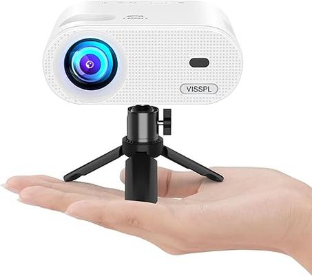 Mini proyector, proyector de video VISSPL Full HD 1080P, proyector portátil para exteriores con trípode, regalo para niños, cine en casa, proyector de teléfono compatible con Android, iOS, Wi