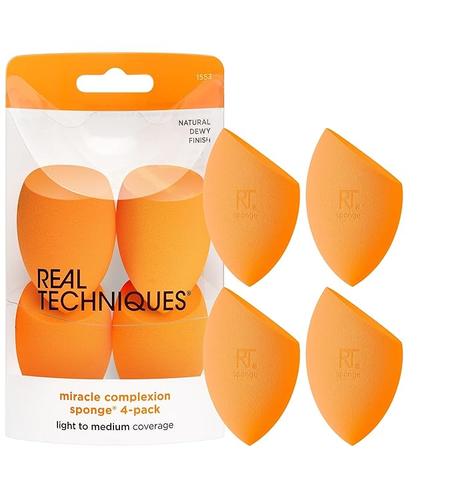 Real Techniques Miracle Complexion Esponja, mezclador de maquillaje para base líquida y crema, cobertura completa, herramienta de maquillaje profesional sin rayas, libre de crueldad, vegano, 