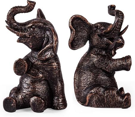 Sujetalibros decorativos vintage de elefante con acolchado antideslizante para estantes para guardar libros, soportes de resina resistente para decoración de estanterías, hogar, oficina