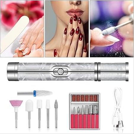 Partagez ce produit   Perceuse à ongles électrique, ensemble de manucure et pédicure sans fil Kit de forage à ongles pédicure Polisseuses à ongles électriques sans fil pour façonner les bords