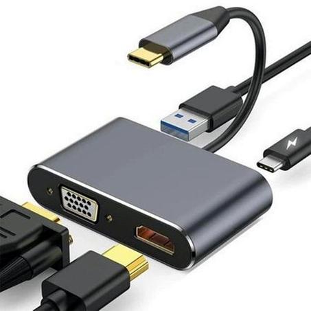 Type-C to HDMI+VGA display connection cable, book converter, laptop four in one docking station