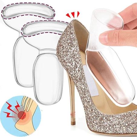 Lot de 2 coussinets pour talons hauts - Coussinets antidérapants pour chaussures, coussinets en silicone pour talons trop gros, douleurs et ampoules - Talons transparents pour talons hauts ou