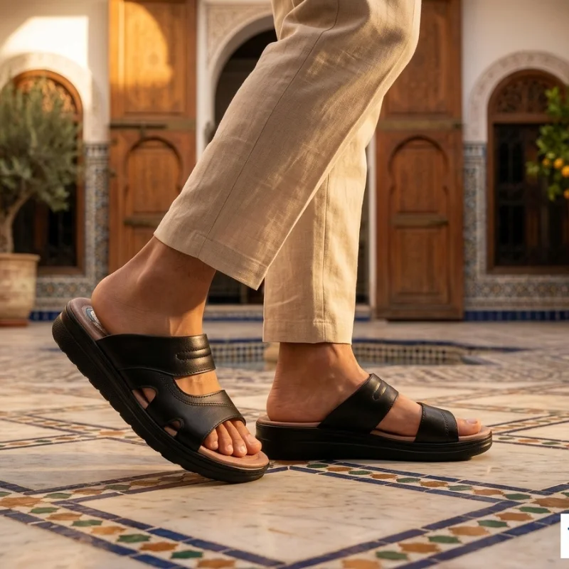 Sandale homme Médical Cuir   صندالة طبية رجالية من الجلد