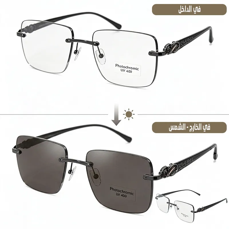 Jaguar Simple Rimless Black Photochromic UV 400