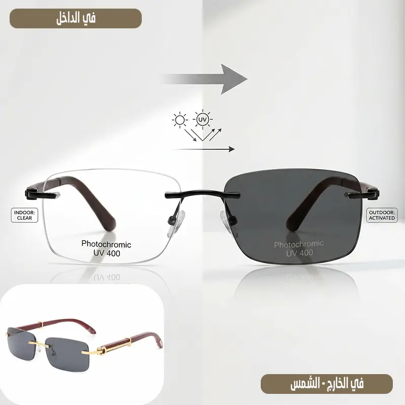Luxury Rimless wooden key-gold Photochromic V 400