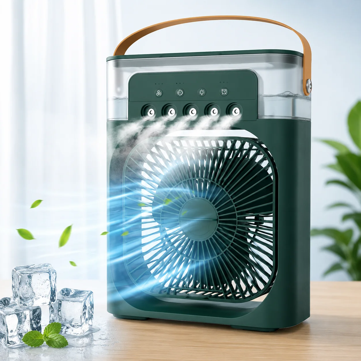 مكيف هواء محمول 4 في 1 مع رذاذ الماء وإضاءة LED