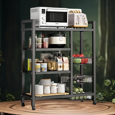 رف تخزين معدني من 4 طبقات مع عجلات قابلة للتعديل شديدة التحمل للمطبخ والمنزل