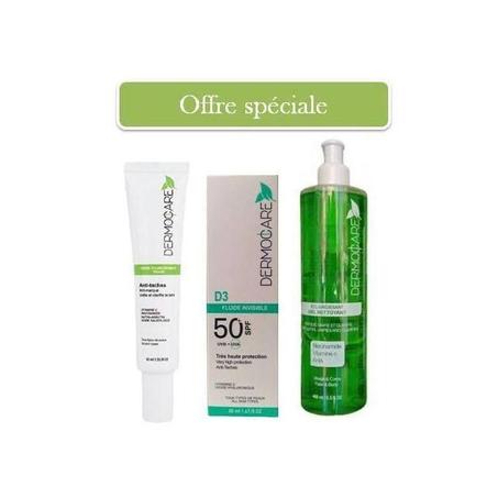 DermoCare Pack Promo Gel nettoyant 400 ml + écran solaire anti tache plus crème de nuit anti tache