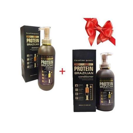 keratine queen keratineE queen Protein brazilian Shampoing 800 ml + Conditioner 800ml sans sulfate