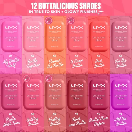 NYX PROFESSIONAL MAKEUP BUTTERMELT POWDER BLUSH UP TO 12H WEAR, FADE AND TRANSFER RESISTANT