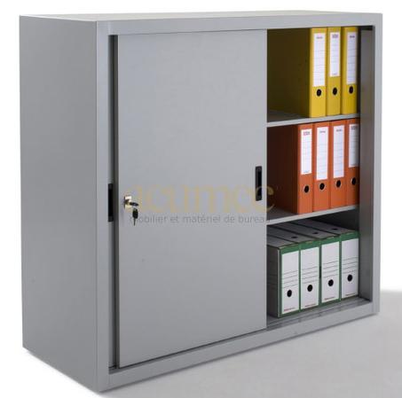 Armoire portes coulissantes métallique H109xL120xP45cm