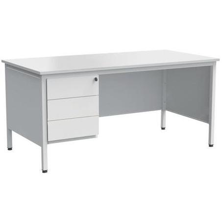 Bureau demi-ministre 160 cm métal 3 tiroirs
