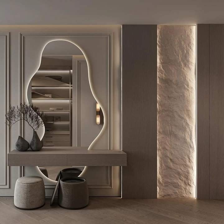 Coifeuse + miroir + pouf