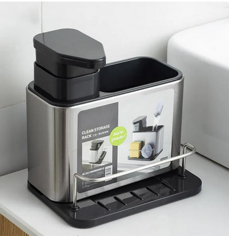 منظم ادوات تنظيف الصحون للمطبخ 3 في 1