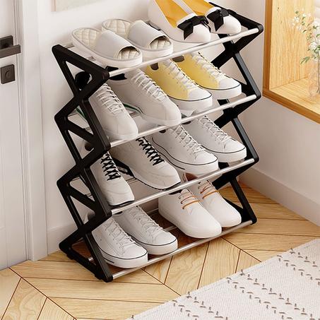 Étagère de chaussures à 4 niveaux facile à ranger en tubes d’acier – منظم أحذية بـ4 طوابق