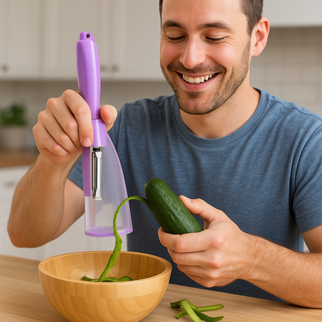 قشّار الخضر والفواكه الذكي – سهّل حياتك في المطبخ بلمسة واحدة! 🍆🍎