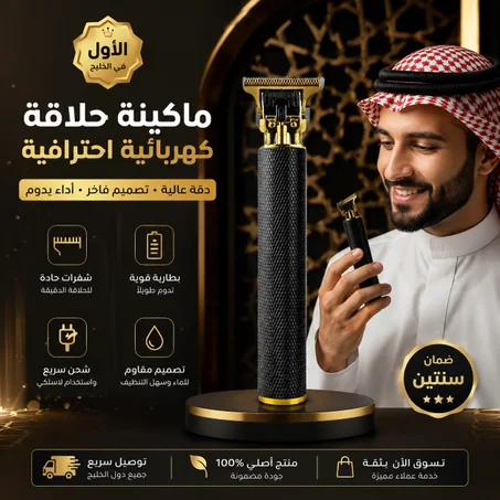 ✨ وصف المنتج: ماكينة حلاقة كهربائية ذهبية – أناقة ودقة في يدك