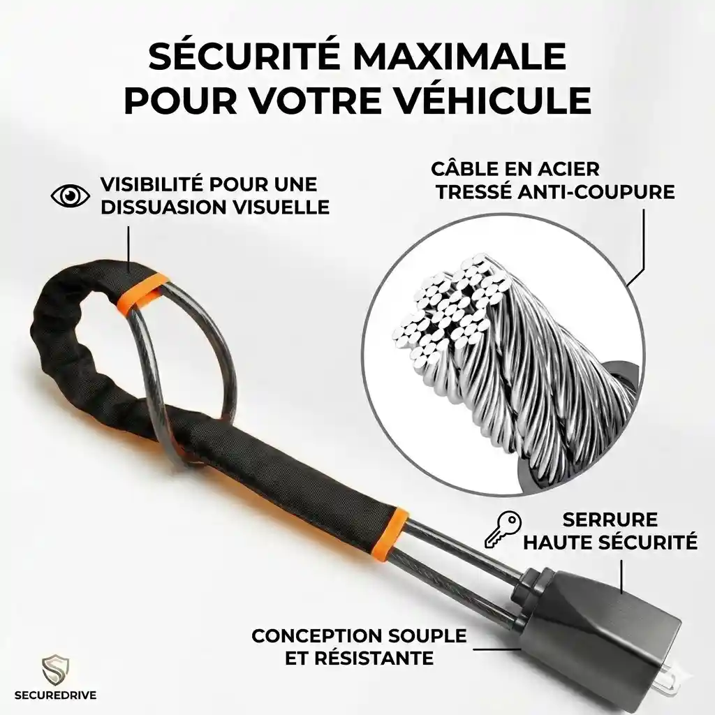 Bloque-Volant de Sécurité Premium : Protégez Votre Voiture en 2 Secondes Chrono !🔐
