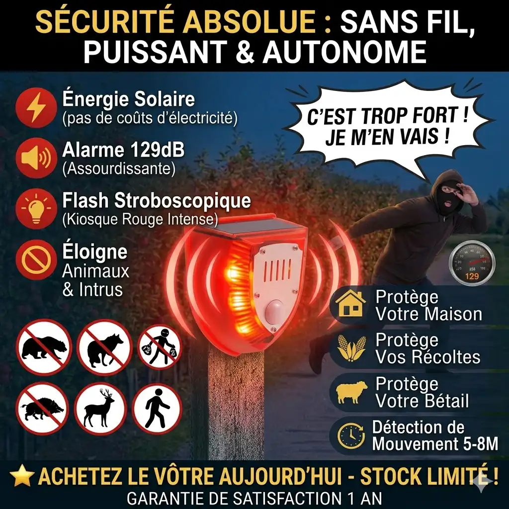 🚨⚠️Protégez Votre Ferme et Votre Maison Sans Payer 1 Franc d'Électricité ! Le Gardien Solaire Anti-Voleurs et Anti-Animaux.⚠️🚨