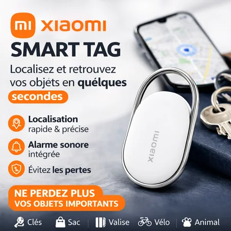 Xiaomi Tag – Smart Traceur Bluetooth pour Clés, Sac, Valise | Localisateur d’Objets Intelligent | Anti-Perte | Compatible Android & iOS Apple Find My | Tracker Bluetooth