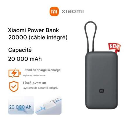 XIAOMI Power Bank 20000mAh 22.5W (Integrated Cable) Avec câble intégré - GL