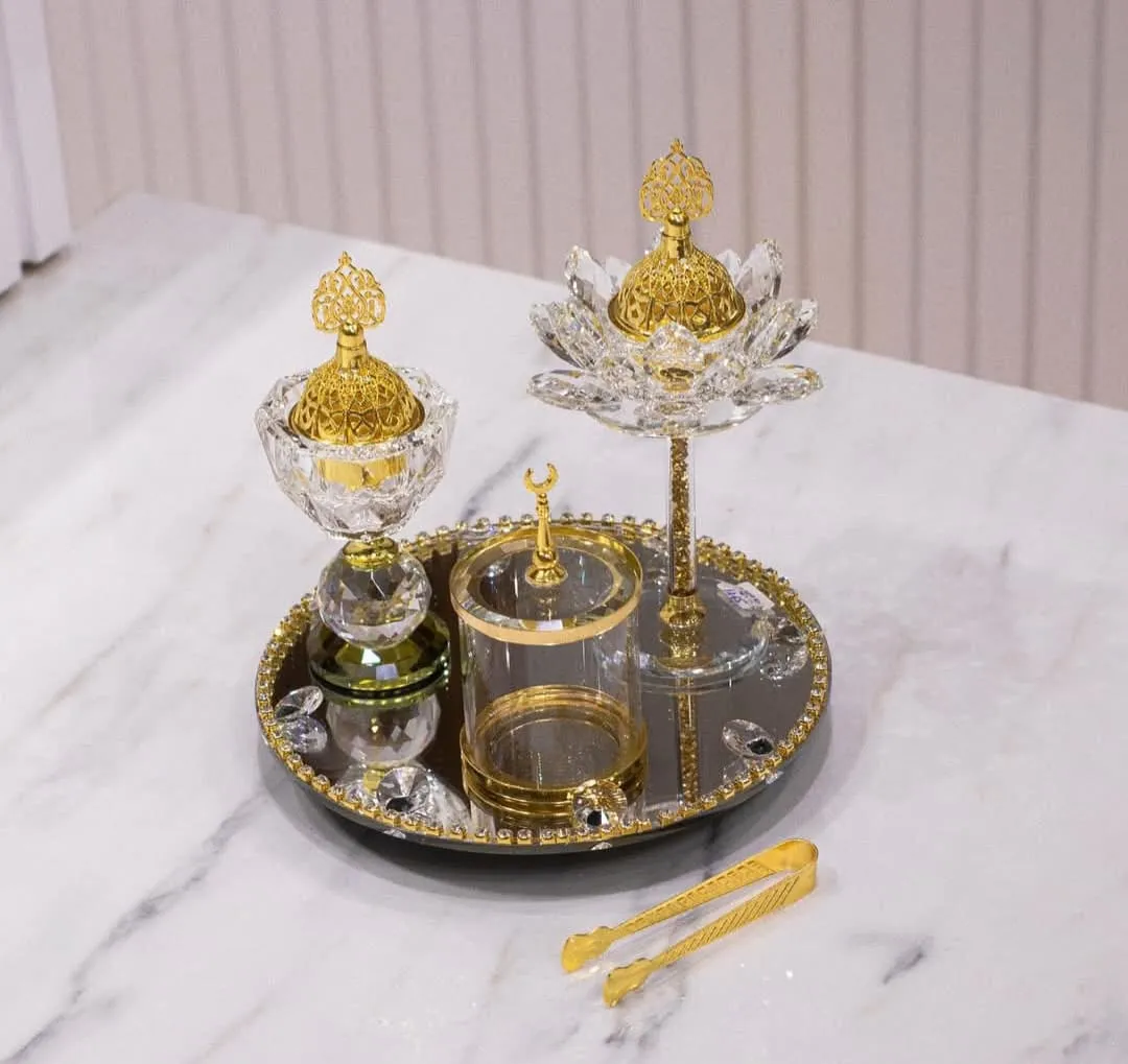 طقم مبخرة كريستال