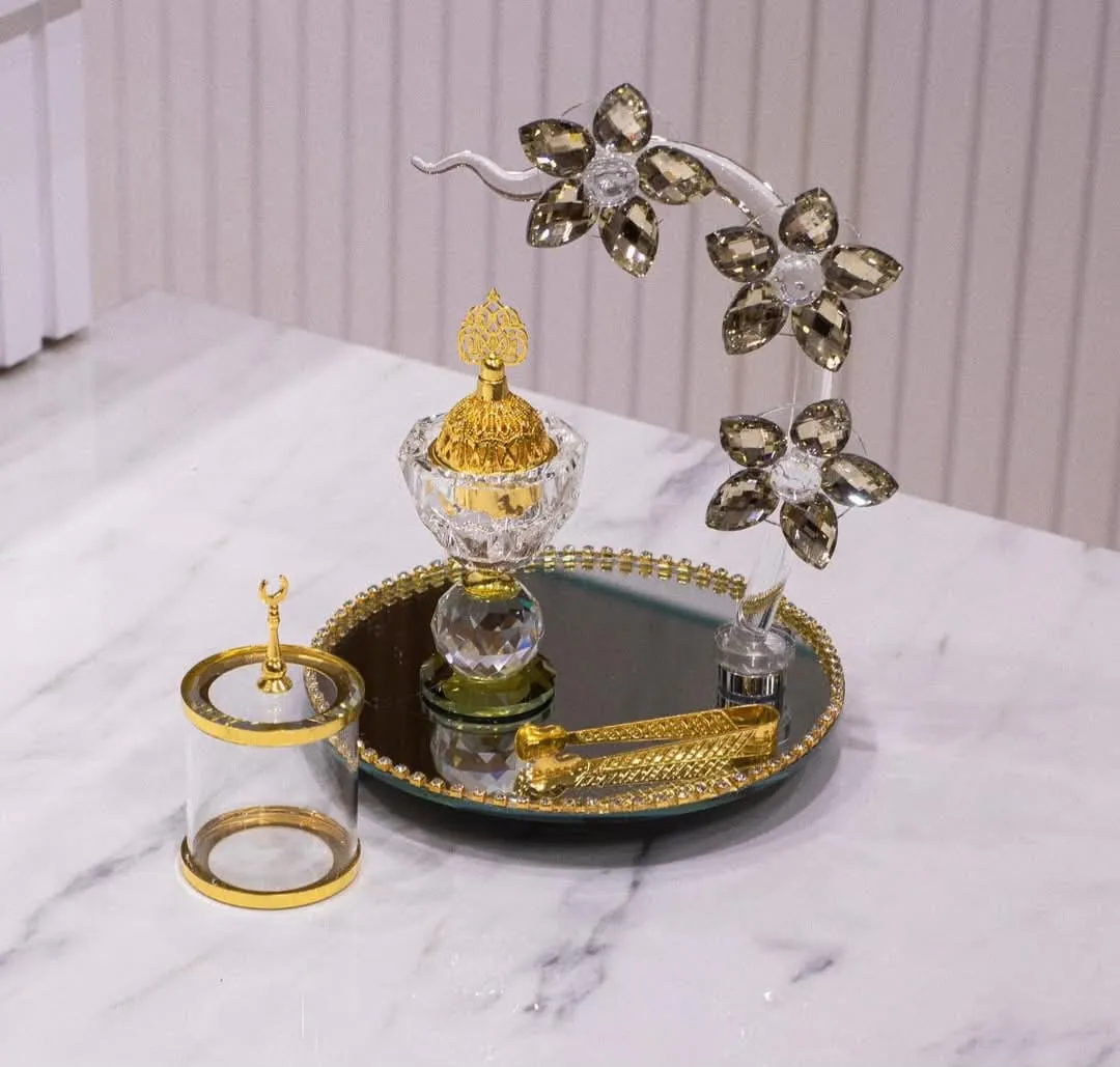 طقم مبخرة كريستال