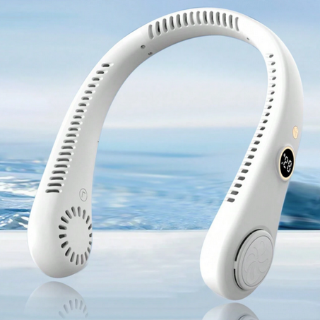 مروحة رقبة قابلة للطي بشاشة LED وتدفق هواء 360 درجة