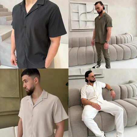 ENSEMBLE PLISSÉ PANTALON ET CHEMISE 🇹🇷🇹🇷🇹🇷