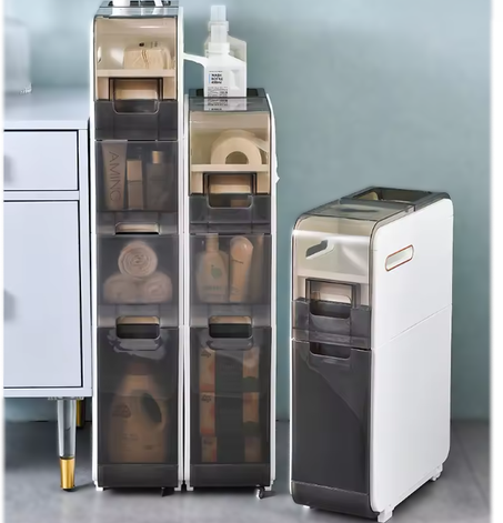 برج تخزين عملي بعجلات مع أدراج شفافة