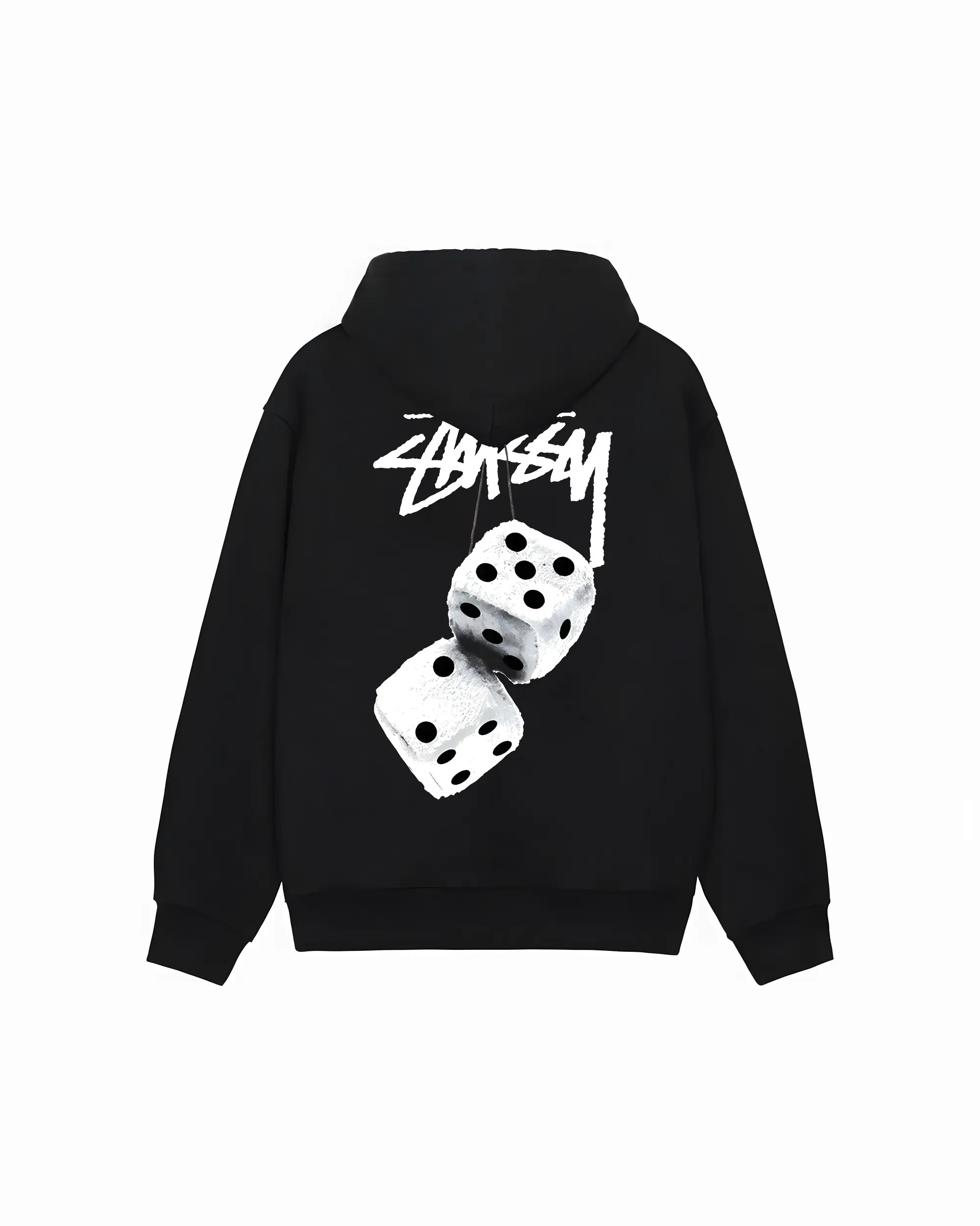 STÜSSY White Fuzzy Dice Hoodie