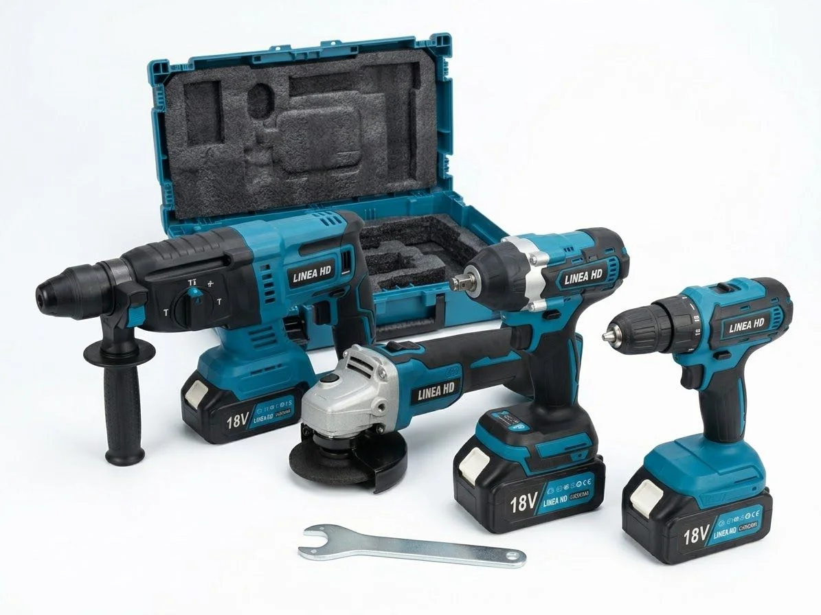 Kit 4 Máquinas a Bateria 18V com 3 Baterias e Mala LINEA HD