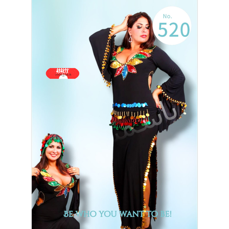 Tenue danse orientale noir taille standard tissu élastique